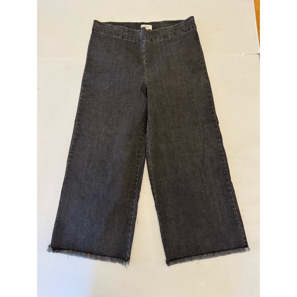 Avenue Montaigne Alex Wide Leg Denim Crop Pants Size 12 Frayed Hem